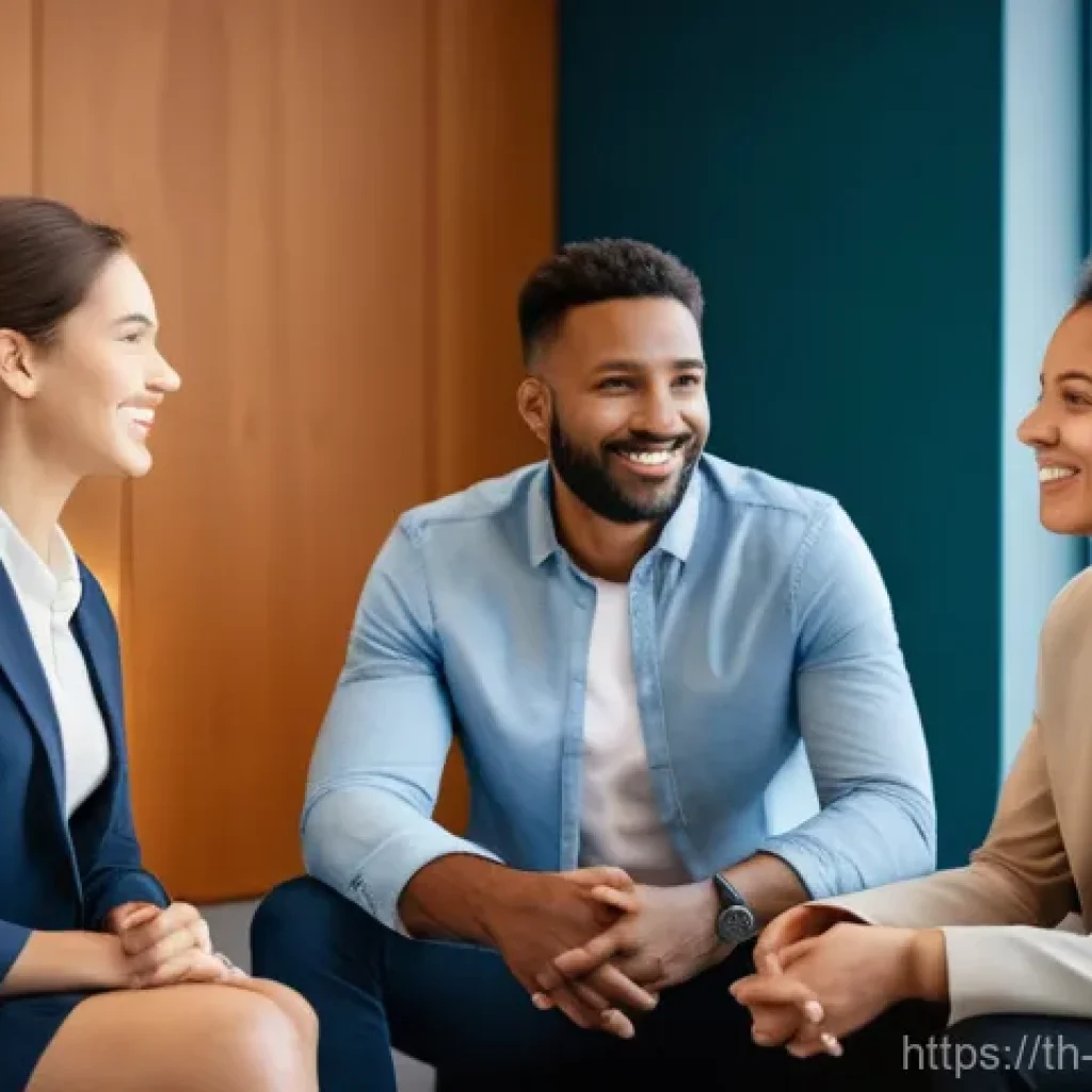 비폭력 커뮤니케이션으로 조직 문화 변화시키기 - **Prompt:** A diverse group of 4-5 adult professionals, comprising mixed genders and various ethnici...