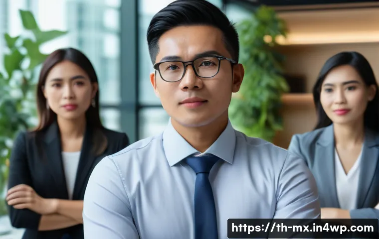 비폭력 커뮤니케이션의 성공적인 적용 사례 - A diverse group of Thai office workers in a modern Bangkok office space, attentively listening to a ...